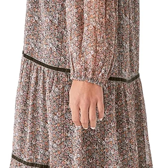 Lucky Brand Womens Bohemian Tiered Maxi Dress in black multi sz xs NWT - Picture 7 of 11